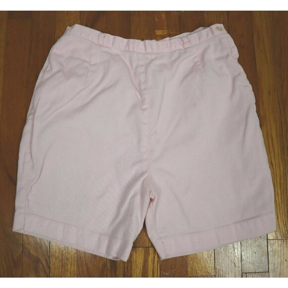 VINTAGE WOMEN'S LIGHT PINK HIGH WAIST COTTON SHORTS - QUEEN CASUALS - SIZE L - Picture 1 of 5